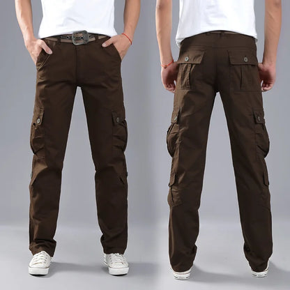 Men's Military Tactical Cargo Pants - Multi-Pocket, Cotton, Casual Outdoor Trousers.