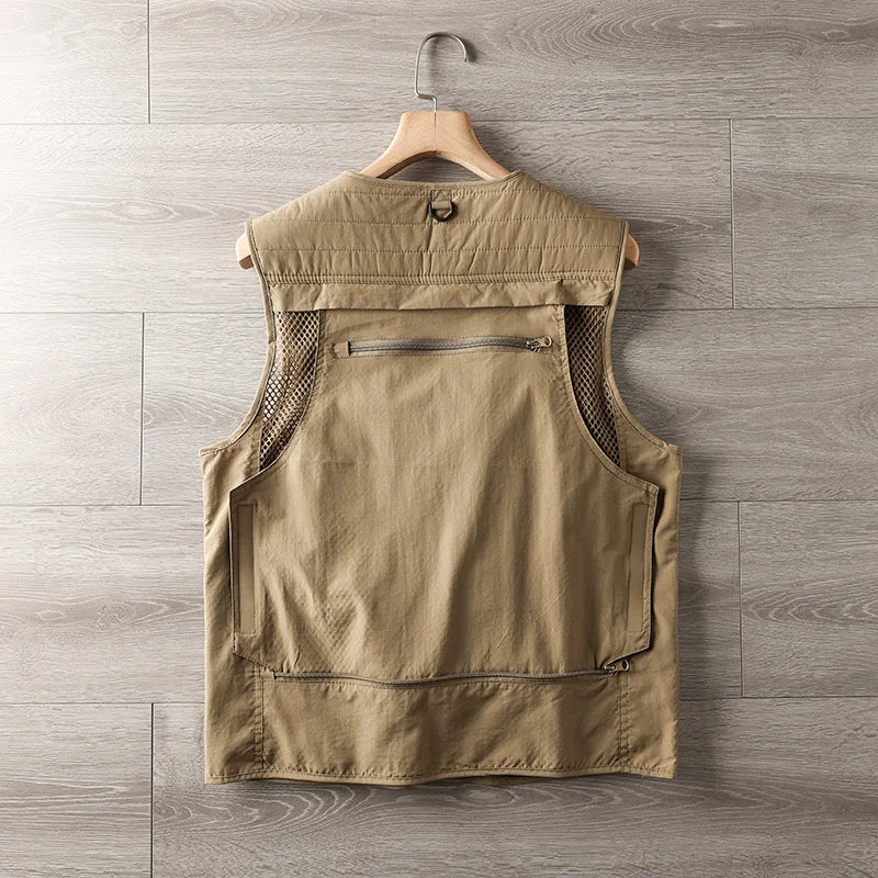 Men's Tactical Cargo Vest - Multi-Pocket, Mesh, Breathable, Outdoor Waistcoat.