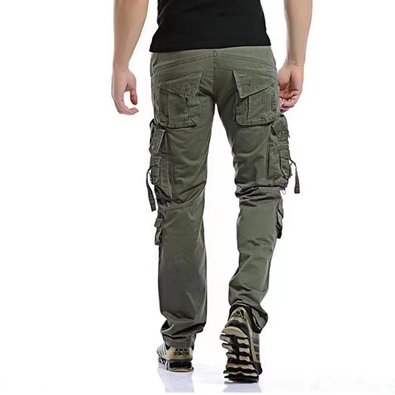 Men's Tactical Cargo Pants - Loose Fit, Multi-Pocket, Cotton, Casual Trousers.