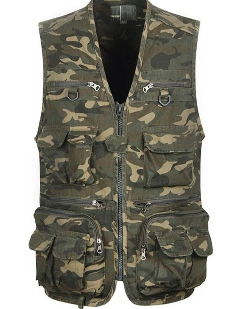 Men's Camouflage Fishing & Hunting Vest - Multi-Pocket, Outdoor Waistcoat.