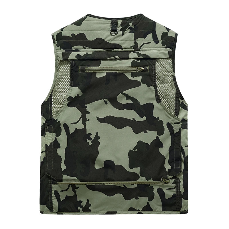 Men's Camouflage Multi-Pocket Cargo Vest - Tactical Military Bomber Waistcoat.