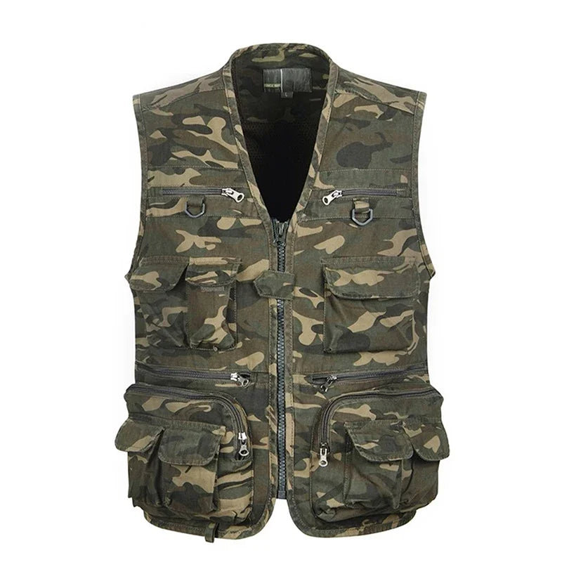 Men's Camouflage Fishing & Hunting Vest - Multi-Pocket, Outdoor Waistcoat.