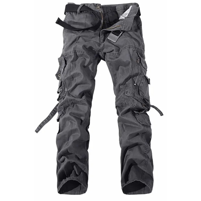 Men's Tactical Cargo Pants - Loose Fit, Multi-Pocket, Cotton, Casual Trousers.