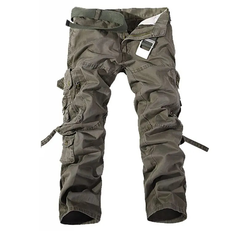 Men's Tactical Cargo Pants - Loose Fit, Multi-Pocket, Cotton, Casual Trousers.