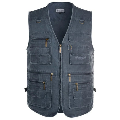 Men's Big Size Sleeveless Vest - 16 Pockets, Cotton, Casual Outdoor Waistcoat (XL-10XL).