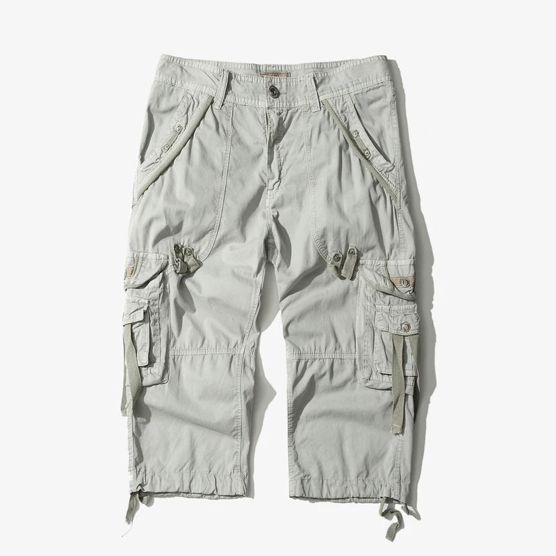 Loose Cargo Shorts for Men - Casual Knee-Length, No Belt.