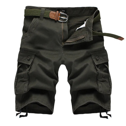 Men's Baggy Multi-Pocket Military Cargo Shorts - Cotton, Tactical, No Belt.